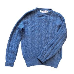 Vintage Cambridge Dry Goods Sweater Women's Medium Teal Blue Wool Cable Knit